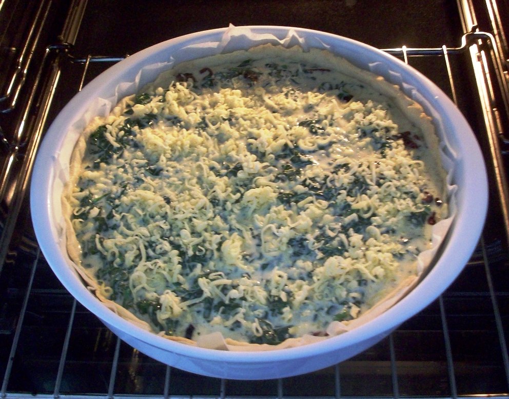 Quiche špenát, slanina